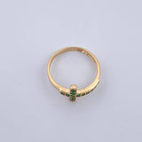 Anillo Cruz 1.7gr / T6 1/4 / Circones Verdes Oro Amarillo 18K $