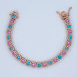 Bracelet Tennis Halo 21.8gr / 18cm / 6.8mm Pink Blue White Zircons Rose Gold 18K $