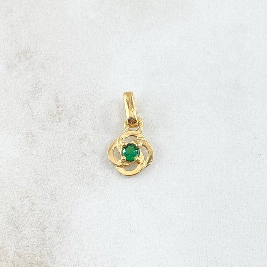 Pendant Flor Hélice 0.95gr / 1.4cm / Green Zircon Yellow Gold 18K ©