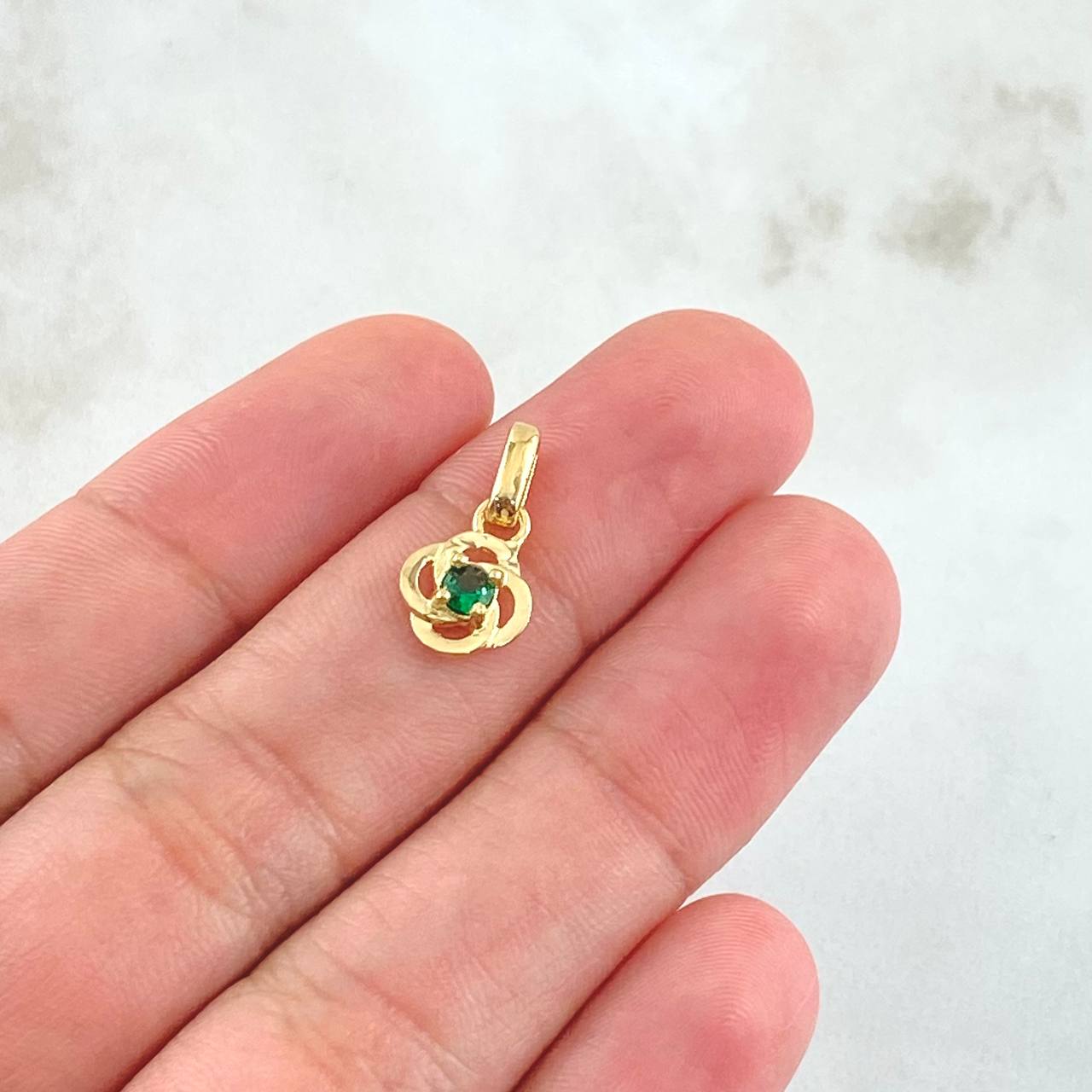 Pendant Flor Hélice 0.95gr / 1.4cm / Green Zircon Yellow Gold 18K ©
