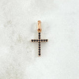 Pendant Cross 1.05gr / 2.1cm / Double Facet White - Black Zircons 18K Rose Gold ©