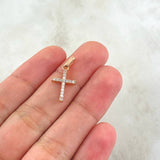 Pendant Cross 1.05gr / 2.1cm / Double Facet White - Black Zircons 18K Rose Gold ©