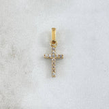 Pendant Cross 1.05gr / 2.1cm / Double Facet White - Black Zircons 18K Rose Gold ©
