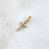 Pendant Cross 1.05gr / 2.1cm / Double Facet White - Black Zircons 18K Rose Gold ©