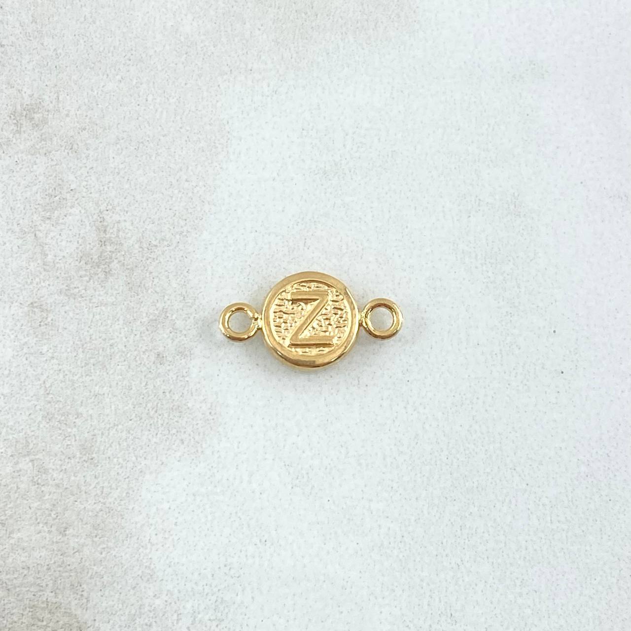 Herraje Letra Z 0.35gr / 1.5cm / Circulo Texturizado Oro Amarillo 18K *