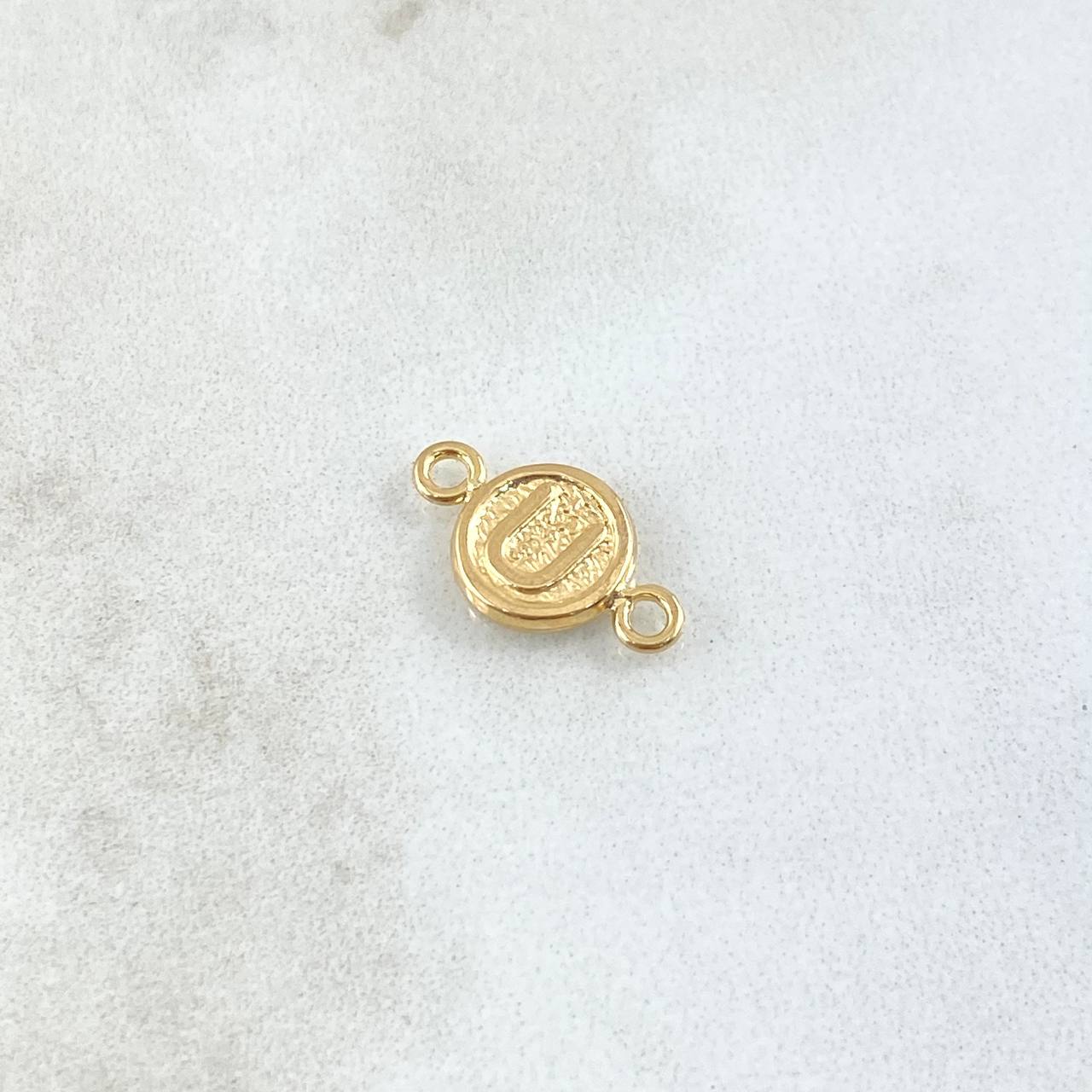 Charm Letter U 0.35gr / 1.5cm / Textured Circle Yellow Gold 18K