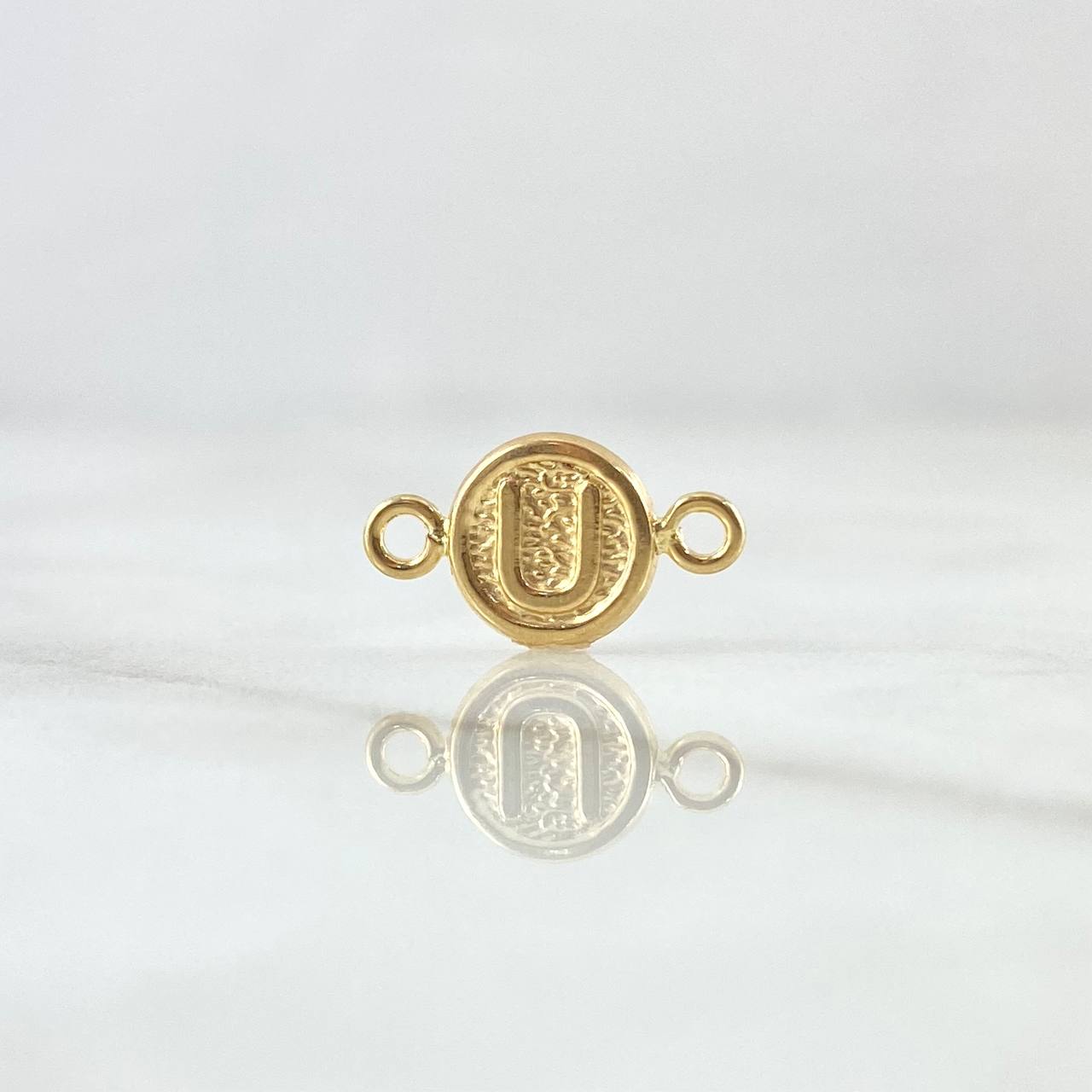 Charm Letter U 0.4gr / 1.5cm / Textured Circle Yellow Gold 18K *