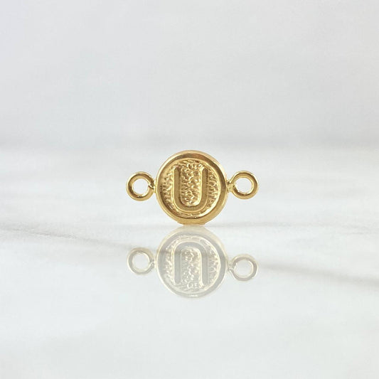 Charm Letter U 0.4gr / 1.5cm / Textured Circle Yellow Gold 18K