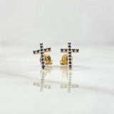 Topos Cruz 1.25gr / 1cm / Circones Azul Oro Amarillo 18K ©