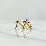 Topos Cruz 1.25gr / 1cm / Circones Azul Oro Amarillo 18K ©