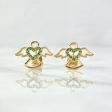 Topos Angel Silueta Corazón 2gr / 1.1cm / Circones Verdes Broche Mariposa Oro Amarillo 18K *