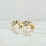 Stud Earrings Angel Silhouette Heart 2.05gr / 1.1cm / Blue Zircons 18K Yellow Gold ©