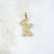 Dije Letra K 1.5gr / 2.5cm / Circones Blancos Oro Amarillo 18K
