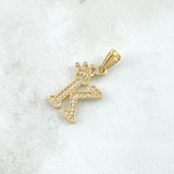 Dije Letra K 1.5gr / 2.5cm / Circones Blancos Oro Amarillo 18K