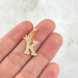 Dije Letra K 1.5gr / 2.5cm / Circones Blancos Oro Amarillo 18K