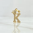 Dije Letra K Corona 1.55gr / 2.5cm / Circones Blancos Oro Amarillo 18K