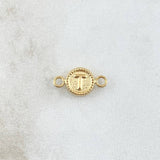 Herraje Letra T Mate 0.45gr / 1.4cm-Circulo Bordeado  Oro Amarillo 18K