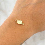 Charm Matte Textured T Letter 0.45gr / 1.5cm / 8mm Yellow Gold 18K Bordered Circle ©