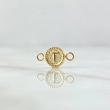 Charm Matte Textured T Letter 0.45gr / 1.5cm / 8mm Yellow Gold 18K Bordered Circle ©