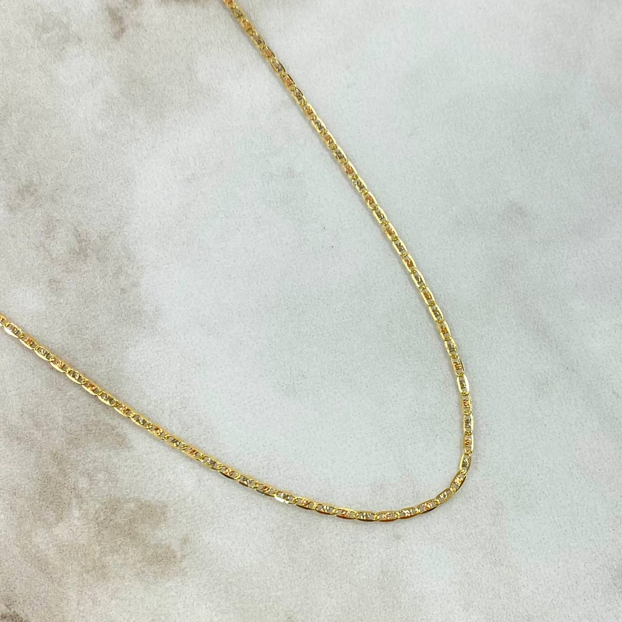 Flat Anchor Chain 1.9gr / 45cm / 1.5mm Diamond Cut Three Golds +3 18K