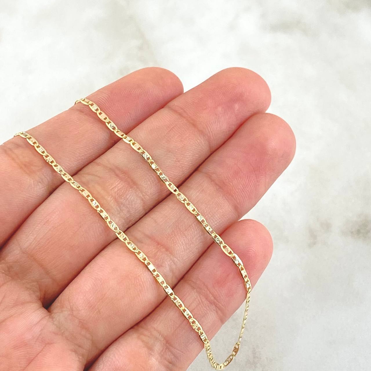 Flat Anchor Chain 1.75gr / 45cm / 1.5mm Diamond Cut Three Golds +3 18K