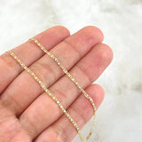 Flat Anchor Chain 1.85gr / 45cm / 1.5mm Diamond Cut Three Golds +3 18K