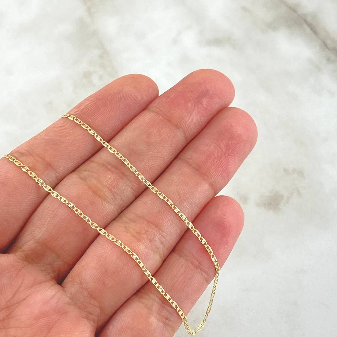 Flat Anchor Chain 1.5gr / 50cm / 1.3mm Diamond Cut Three Golds +3 18K