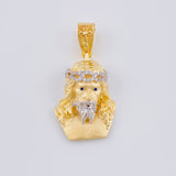 Pendant Face of Christ 9.1 g / 1 1/2 in Two Golds Yellow White 18K