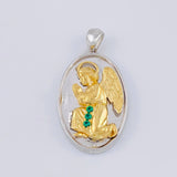 Dije Angel De La Guarda 13.25 g / 1 1/2 in Dos Oros Amarillo Blanco 18K