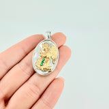 Dije Angel De La Guarda 13.25 g / 1 1/2 in Dos Oros Amarillo Blanco 18K