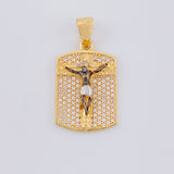 Pendant Plaque Christ Lord of Miracles 4.65 g / 1 1/4 in Two Golds Black Yellow 18K