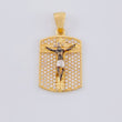Dije Placa Cristo Señor De Los Milagros 4.4 g / 1 1/4 in Dos Oros Negro Amarillo 18K