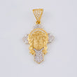Pendant Cross Face of Christ 4.4 g / 1 1/2 in Two Golds Yellow White 18K
