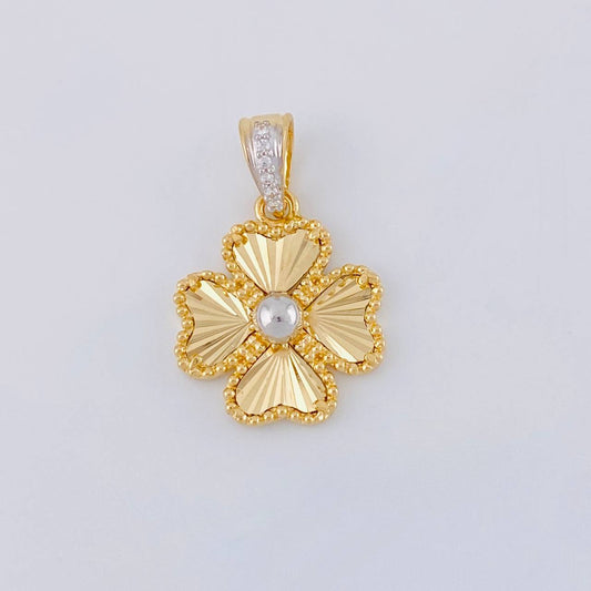 Dije Trebol 2.7 g / 1 in Dos Oros Amarillo Blanco 18K