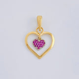 Dije Doble Corazón Colgante 1.9 g / 1 in Dos Oros Amarillo Blanco 18K