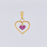 Dije Doble Corazón Colgante 1.9 g / 1 in Dos Oros Amarillo Blanco 18K