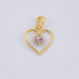 Dije Doble Corazón Colgante 1.9 g / 1 in Dos Oros Amarillo Blanco 18K