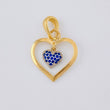 Double Heart Pendant Necklace 1.95 g / 1 in Two-Tone Yellow White Gold 18K
