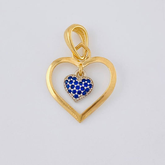 Double Heart Pendant Necklace 1.95 g / 1 in Two-Tone Yellow White Gold 18K