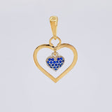 Double Heart Pendant Necklace 1.95 g / 1 in Two-Tone Yellow White Gold 18K