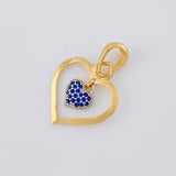 Double Heart Pendant Necklace 1.95 g / 1 in Two-Tone Yellow White Gold 18K