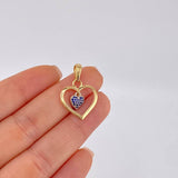 Double Heart Pendant Necklace 1.95 g / 1 in Two-Tone Yellow White Gold 18K
