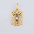 Pendant Plaque Christ Lord of Miracles 2.55 g / 1 in Two Golds Yellow White 18K