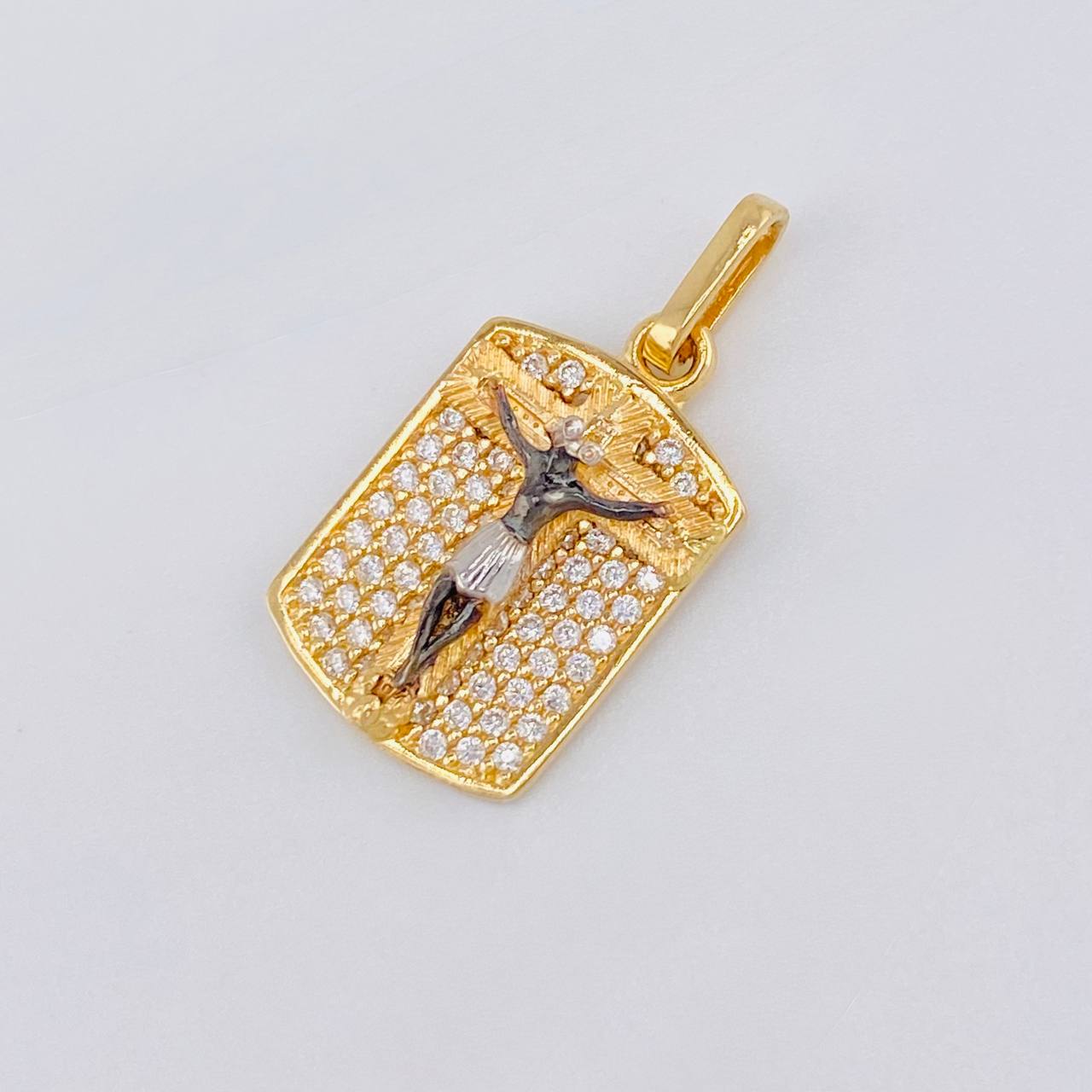 Pendant Plaque Christ Lord of Miracles 2.55 g / 1 in Two Golds Yellow White 18K