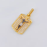 Dije Placa Cristo Señor De Los Milagros 4.55 g / 3/4 in Dos Oros Negro Amarillo 18K