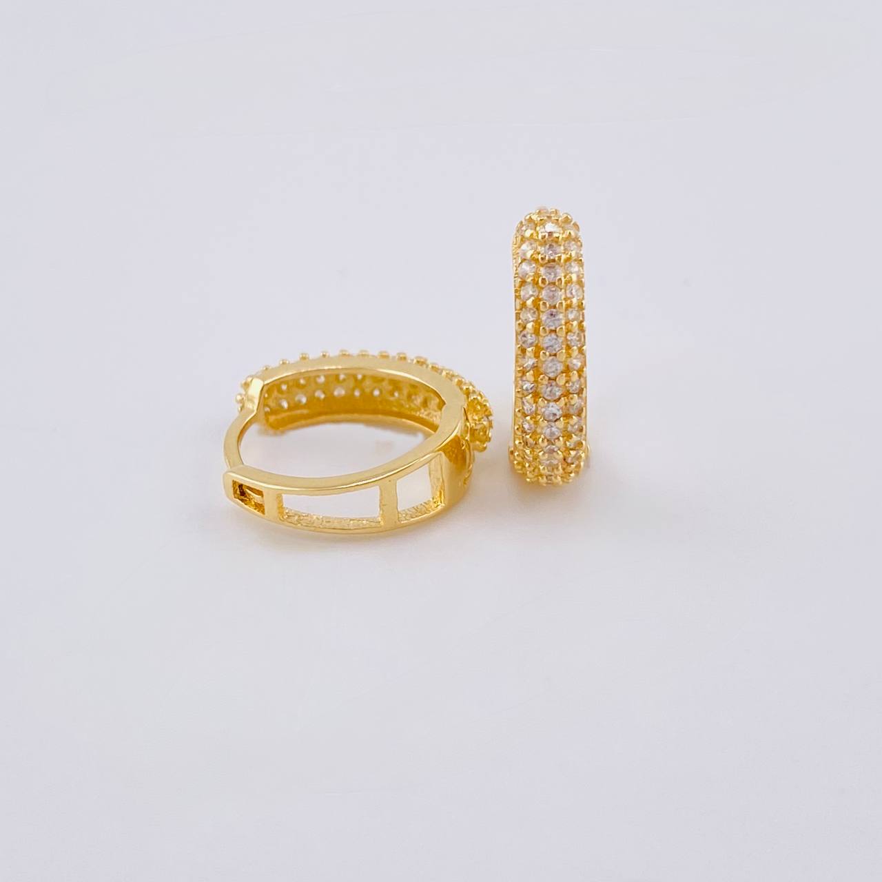 Hoop Earrings Radio Tupido 2.9 g / 1/2 in 18K Yellow Gold