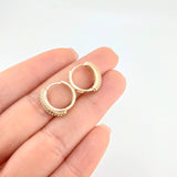Hoop Earrings Radio Tupido 2.85 g / 1/2 in 18K Yellow Gold
