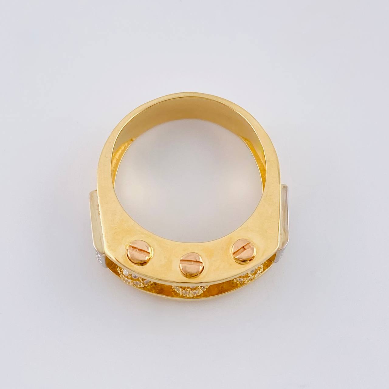 Trio Fire Beads Ring 12.35 g / T10 3/4 Three Golds 18K