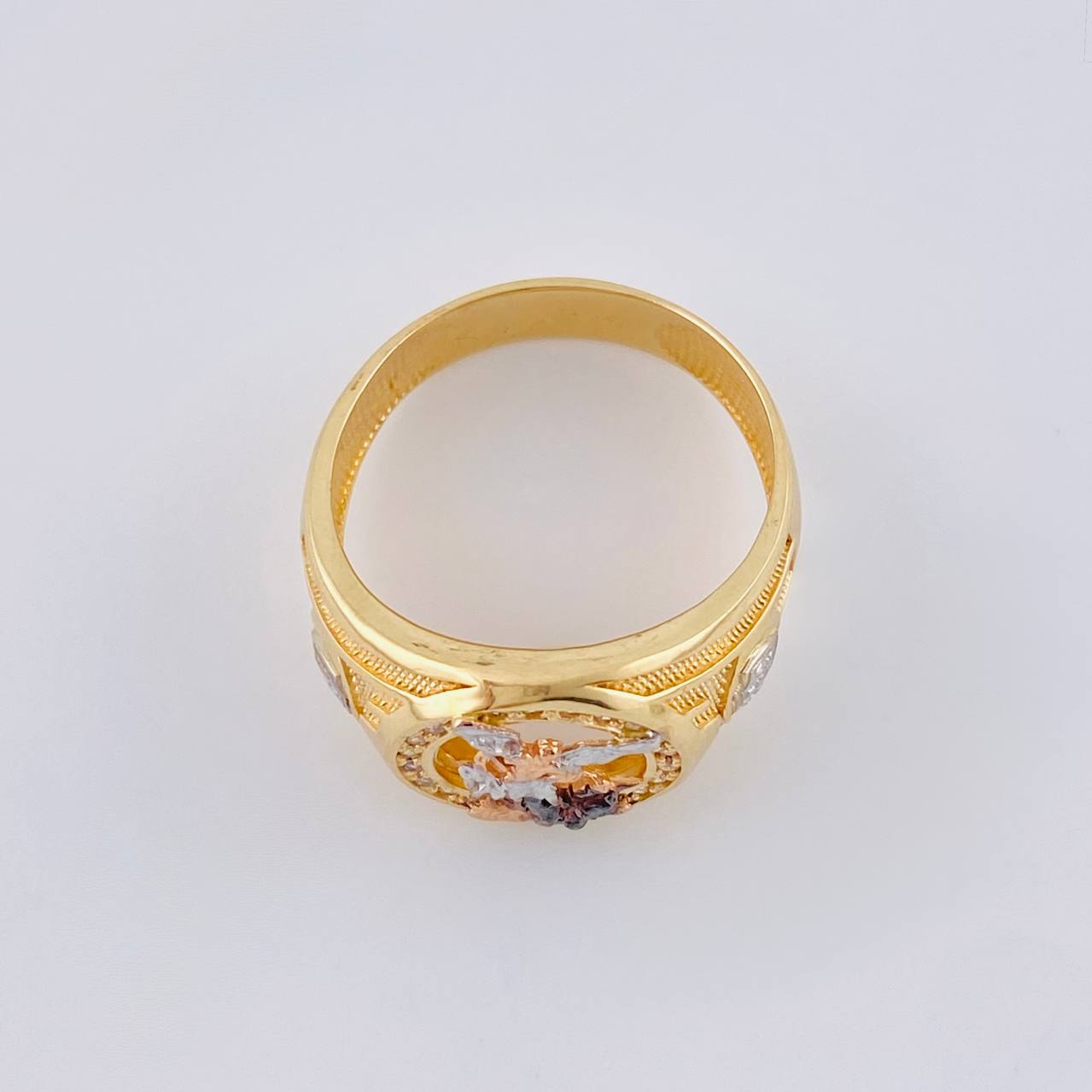 Saint Michael Archangel Ring 6.15 g / T8 3/4 Three Golds 18K
