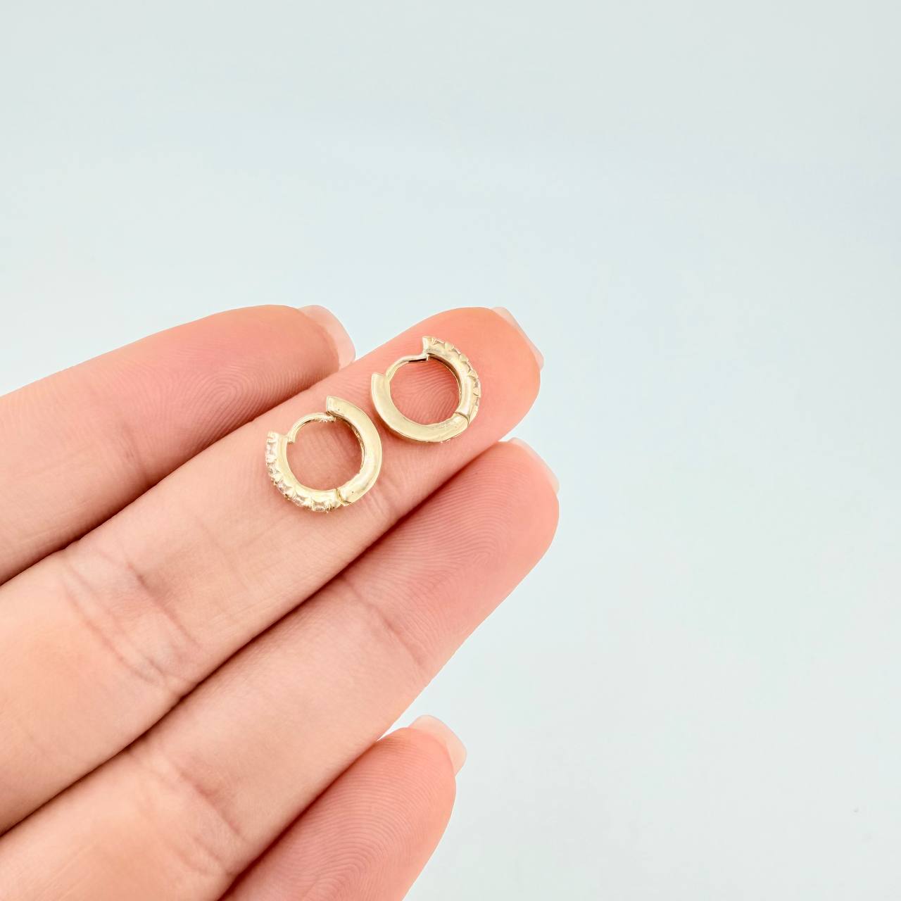 Candongas Carril Tupido 1.15g / 1/2 in Oro Amarillo 18K